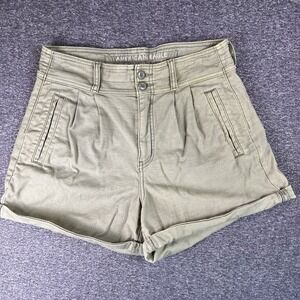 American Eagle Shorts Womens 6 Olive Baggy Mom Cuffed High Waist Stretch 30x3.5‎